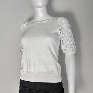 Romantic lace-sleeve Catherine Malandrino sweater